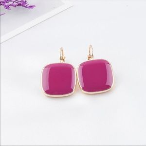 2/$12 Pink Bead Gold Loop Earrings